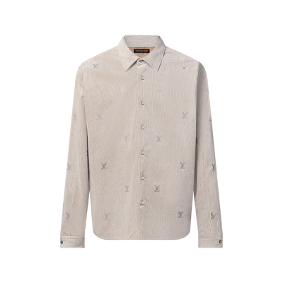 Blason Embellished Long-Sleeved Corduroy Shirt